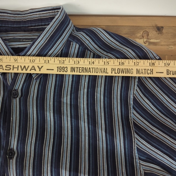 Z Zegna Men’s Blue Gray Linen Button Down Shirt - Picture 8 of 12